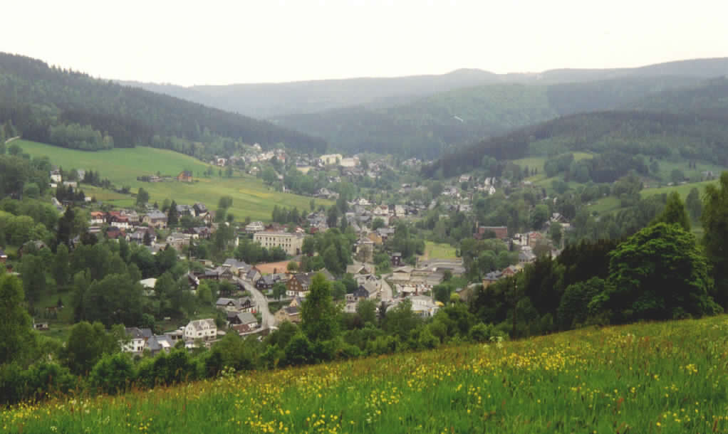 Ansicht von Klingenthal (OT Brunndbra) von Untersachsenberg aus