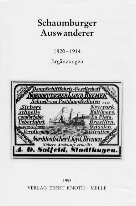 Picture of the book "Schaumburger Auswanderer"