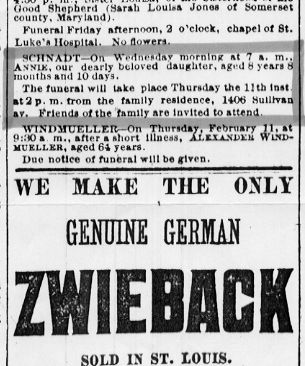 Obituary of Annie Schnadt, St. Louis, MO
